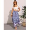 imageAllegra K Summer Boho Maxi Skirts for Women Floral Flowy Ruffle Tiered Long Skirts with PocketsBlue Purple