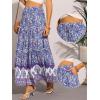 imageAllegra K Summer Boho Maxi Skirts for Women Floral Flowy Ruffle Tiered Long Skirts with PocketsBlue Purple