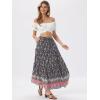 imageAllegra K Summer Boho Maxi Skirts for Women Floral Flowy Ruffle Tiered Long Skirts with PocketsDark Blue