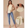 imageAllegra K Summer Halter Tank Tops for Womens Casual Elegant Satin Pleated Flowy Blouses ShirtsApricot