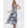 imageAllegra K Summer Spaghetti Strap Dress for Womens Beach Printed Square Neck Maxi Sun Dresses ALine Long DressNavy Blue