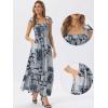 imageAllegra K Summer Spaghetti Strap Dress for Womens Beach Printed Square Neck Maxi Sun Dresses ALine Long DressNavy Blue