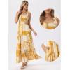 imageAllegra K Summer Spaghetti Strap Dress for Womens Beach Printed Square Neck Maxi Sun Dresses ALine Long DressYellow