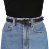 imageAllegra K Thin Waist Belts for Women Rectangle Pin Buckle Skinny Leather Belt for Pants DressBlack