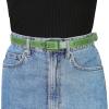 imageAllegra K Thin Waist Belts for Women Rectangle Pin Buckle Skinny Leather Belt for Pants DressGreen