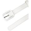 imageAllegra K Thin Waist Belts for Women Rectangle Pin Buckle Skinny Leather Belt for Pants DressWhite