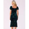 imageAllegra K Velvet Floral Dress for Womens Puff Sleeve Semi Formal Wedding Guest DressesGreen