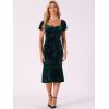 imageAllegra K Velvet Floral Dress for Womens Puff Sleeve Semi Formal Wedding Guest DressesGreen