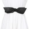imageAllegra K Women Wide Elastic Waist Belts Bow Knot Belts Snap ButtonBlack