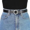 imageAllegra K Womens Belts O Ring Metal Buckle Plus Size Thin Nonporous Waist Belt for Jeans Dress 09 Inches WidthBlack