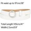 imageAllegra K Womens Belts O Ring Metal Buckle Plus Size Thin Nonporous Waist Belt for Jeans Dress 09 Inches WidthWhite