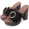imageAllegra K Womens Buckle Slip on Chunky High Heels Platform SandalsBlack