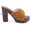 imageAllegra K Womens Buckle Slip on Chunky High Heels Platform SandalsBrown