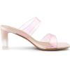 imageAllegra K Womens Colorful Straps Clear Heels Chunky Heel Clear SandalsPink