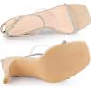 imageAllegra K Womens Diamond Heels Square Toe Ankle Strap Stiletto Heels SandalBeige