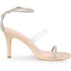 imageAllegra K Womens Diamond Heels Square Toe Ankle Strap Stiletto Heels SandalBeige