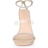imageAllegra K Womens Diamond Heels Square Toe Ankle Strap Stiletto Heels SandalBeige