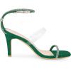 imageAllegra K Womens Diamond Heels Square Toe Ankle Strap Stiletto Heels SandalGreen