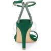 imageAllegra K Womens Diamond Heels Square Toe Ankle Strap Stiletto Heels SandalGreen