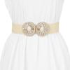 imageAllegra K Womens Elastic Wide Waist Belts Braided Belts for Dress Shell BuckleBeige
