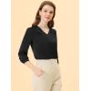 imageAllegra K Womens Formal Blouse Dressy Office 34 Sleeve V Neck Satin ShirtBlack