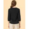 imageAllegra K Womens Formal Blouse Dressy Office 34 Sleeve V Neck Satin ShirtBlack
