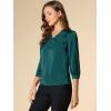imageAllegra K Womens Formal Blouse Dressy Office 34 Sleeve V Neck Satin ShirtBlue Green