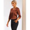 imageAllegra K Womens Formal Blouse Dressy Office 34 Sleeve V Neck Satin ShirtBrown