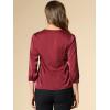 imageAllegra K Womens Formal Blouse Dressy Office 34 Sleeve V Neck Satin ShirtBurgundy
