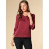 imageAllegra K Womens Formal Blouse Dressy Office 34 Sleeve V Neck Satin ShirtBurgundy