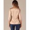 imageAllegra K Womens Formal Blouse Dressy Office 34 Sleeve V Neck Satin ShirtChampagne