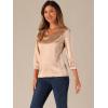 imageAllegra K Womens Formal Blouse Dressy Office 34 Sleeve V Neck Satin ShirtChampagne