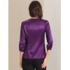 imageAllegra K Womens Formal Blouse Dressy Office 34 Sleeve V Neck Satin ShirtDark Purple