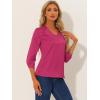 imageAllegra K Womens Formal Blouse Dressy Office 34 Sleeve V Neck Satin ShirtFushcia