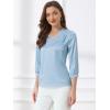 imageAllegra K Womens Formal Blouse Dressy Office 34 Sleeve V Neck Satin ShirtLight Blue