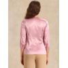 imageAllegra K Womens Formal Blouse Dressy Office 34 Sleeve V Neck Satin ShirtPink
