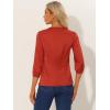 imageAllegra K Womens Formal Blouse Dressy Office 34 Sleeve V Neck Satin ShirtRed
