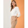 imageAllegra K Womens Formal Blouse Dressy Office 34 Sleeve V Neck Satin ShirtWhite