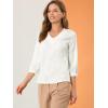 imageAllegra K Womens Formal Blouse Dressy Office 34 Sleeve V Neck Satin ShirtWhite