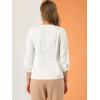 imageAllegra K Womens Formal Blouse Dressy Office 34 Sleeve V Neck Satin ShirtWhite