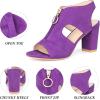 imageAllegra K Womens Front Zip Cut Out Chunky Heels Slingback Gladiator Heel SandalsPurple