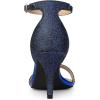 imageAllegra K Womens Glitter Ankle Strap Chunky Heels SandalsBlack Blue