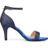 imageAllegra K Womens Glitter Ankle Strap Chunky Heels SandalsBlack Blue