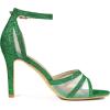 imageAllegra K Womens Glitter Ankle Strap Chunky Heels SandalsGrass Green