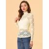 imageAllegra K Womens Lace Floral Embroidery Mock Turtle Neck Long Sleeve Party Slim Fit Sexy Sheer Mesh TopBeige