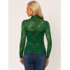 imageAllegra K Womens Lace Floral Embroidery Mock Turtle Neck Long Sleeve Party Slim Fit Sexy Sheer Mesh TopDark Green