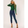 imageAllegra K Womens Lace Floral Embroidery Mock Turtle Neck Long Sleeve Party Slim Fit Sexy Sheer Mesh TopDark Green