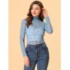imageAllegra K Womens Lace Floral Embroidery Mock Turtle Neck Long Sleeve Party Slim Fit Sexy Sheer Mesh TopDusty Blue