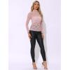 imageAllegra K Womens Lace Floral Embroidery Mock Turtle Neck Long Sleeve Party Slim Fit Sexy Sheer Mesh TopDusty Pink