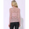 imageAllegra K Womens Lace Floral Embroidery Mock Turtle Neck Long Sleeve Party Slim Fit Sexy Sheer Mesh TopDusty Pink